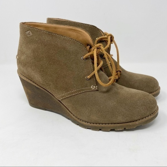 Sperry  Stella Prow Wedge Ankle Boots Brown 10 - Picture 1 of 8